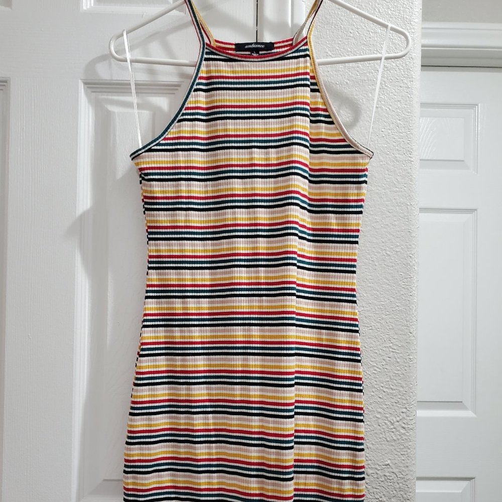 Multicolored body fit cotton ribbed dress